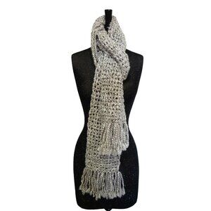 Gray Scarf 96x5 Inch Extra Long Chunky Handmade Crochet Hand Knit Spring NWT